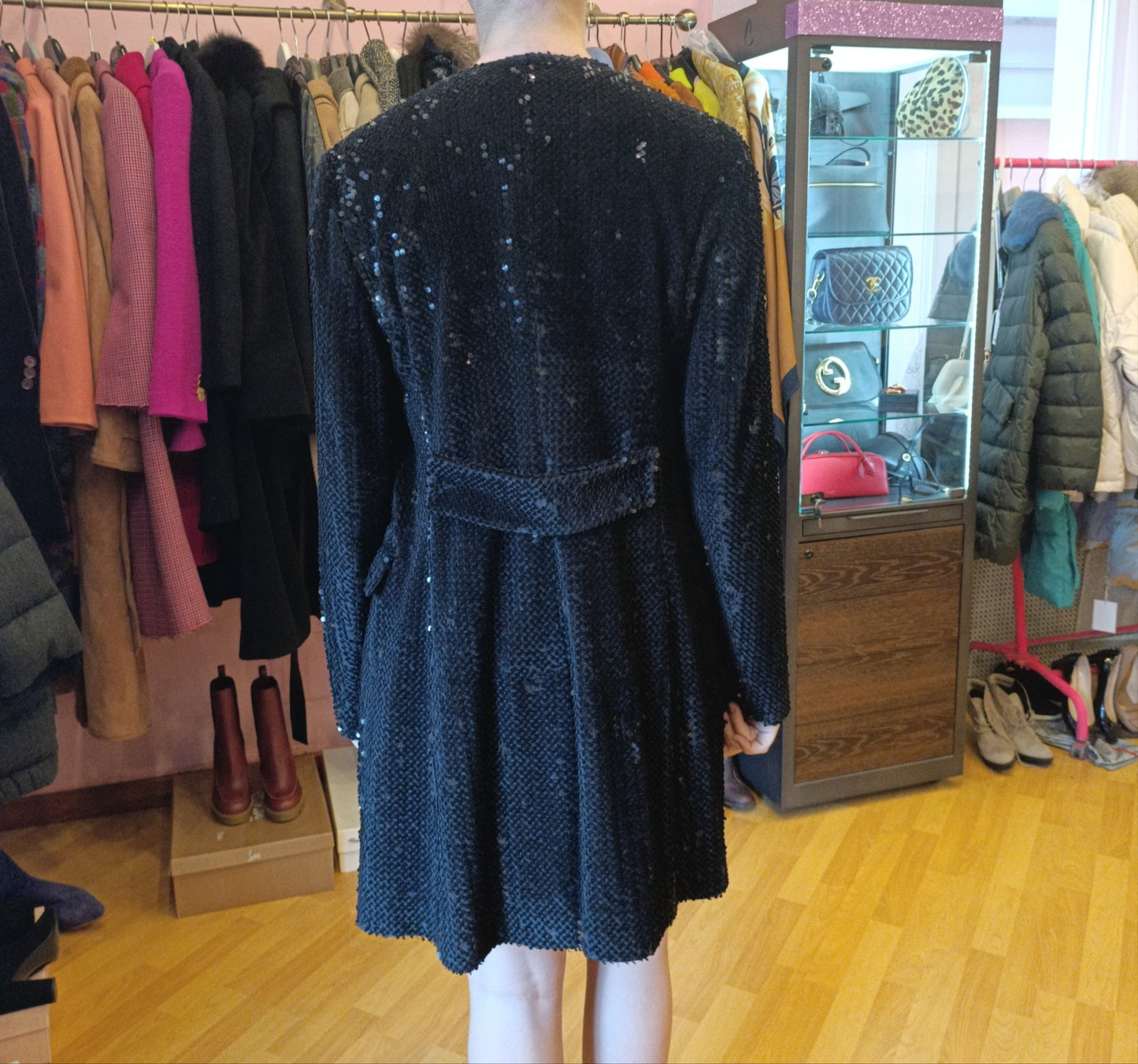 Cappotto nero paillettes Tagliatore tg 46 ridotto