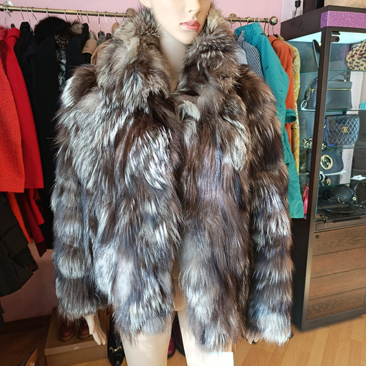 Bomber di volpe argentata vintage tg S/M
