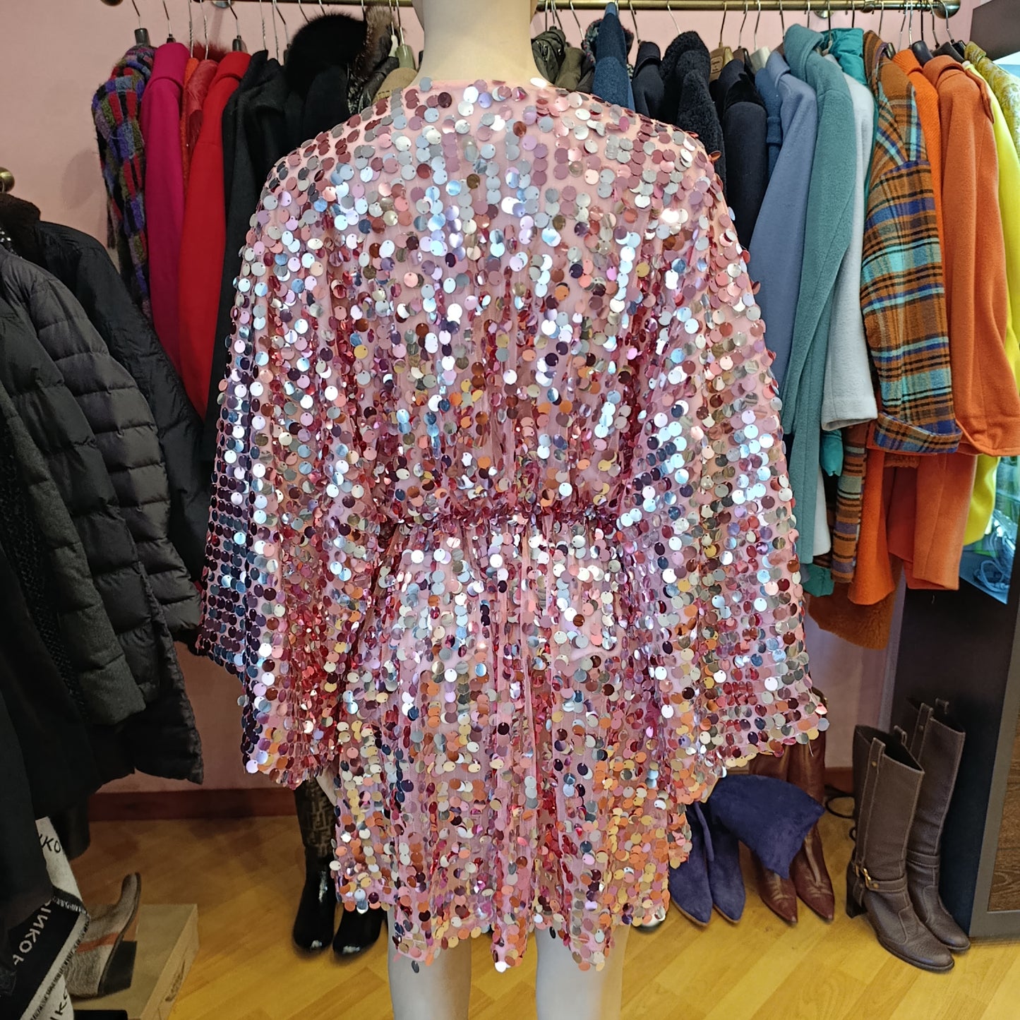 Abito Aniye By paillettes rosa tg S