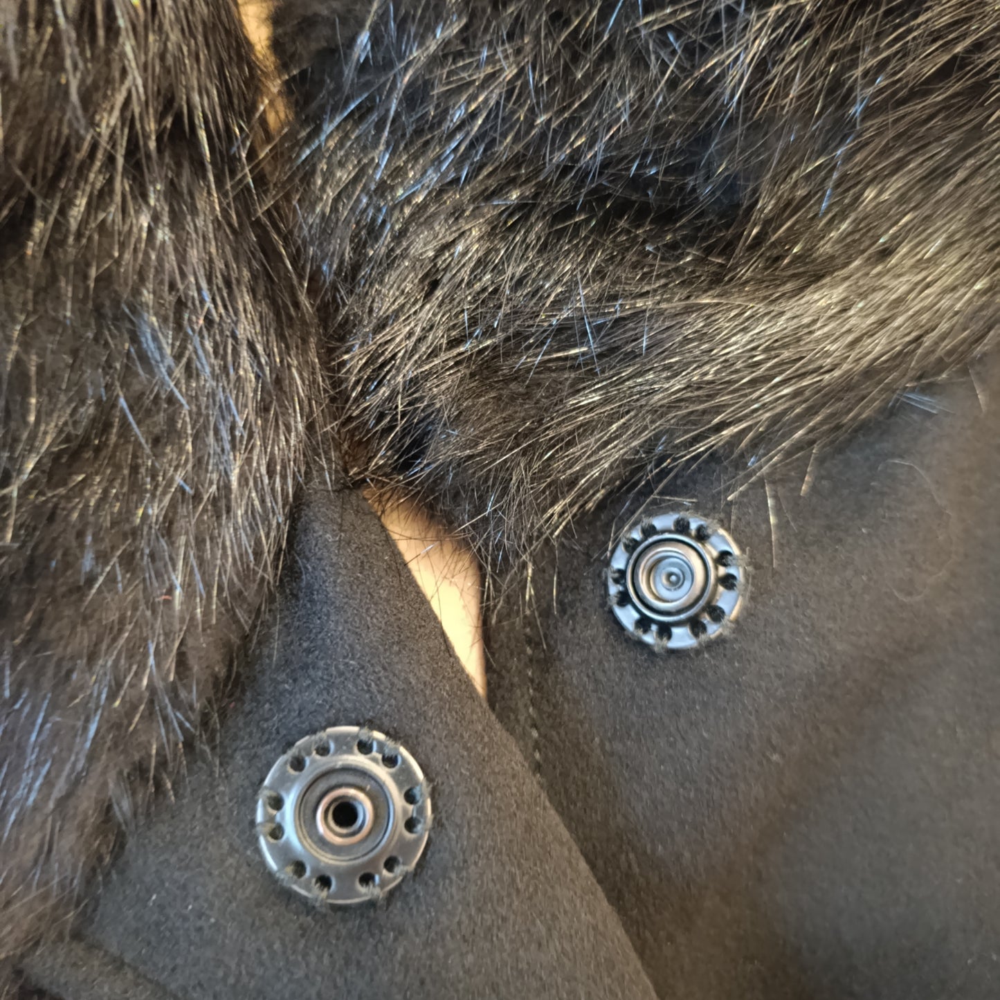 Cappotto Ermanno Scervino nero con inserto in vera pelliccia tg 44