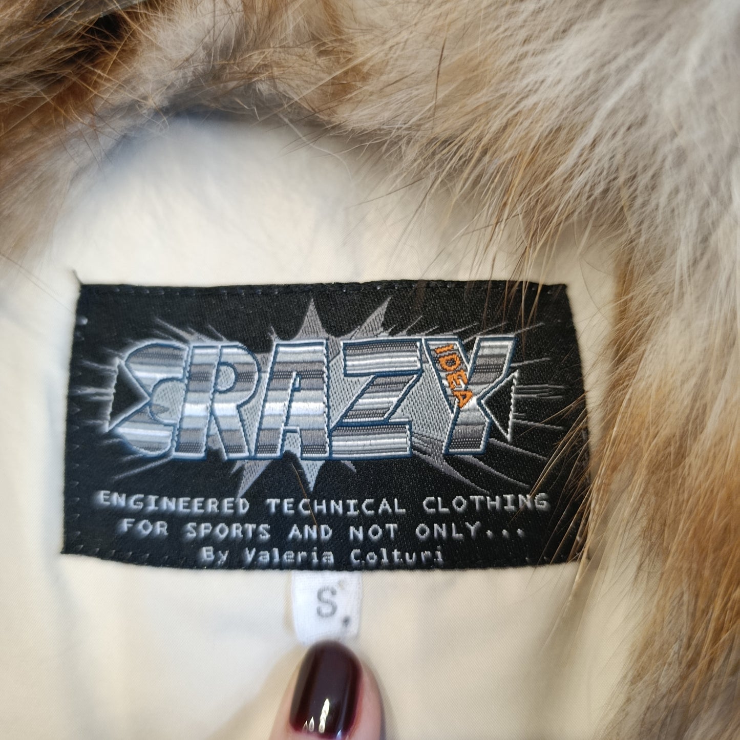 Piumino beige con inserto in volpe e pelle tg S