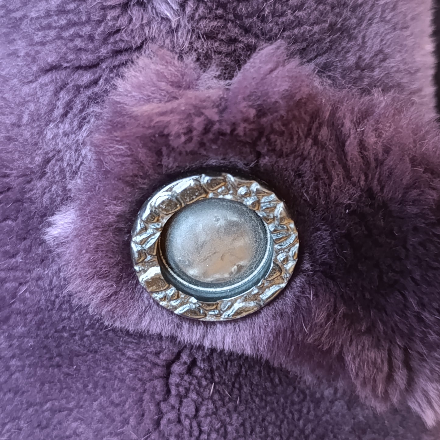 Pelliccia castorino con inserto volpe viola tg S/M