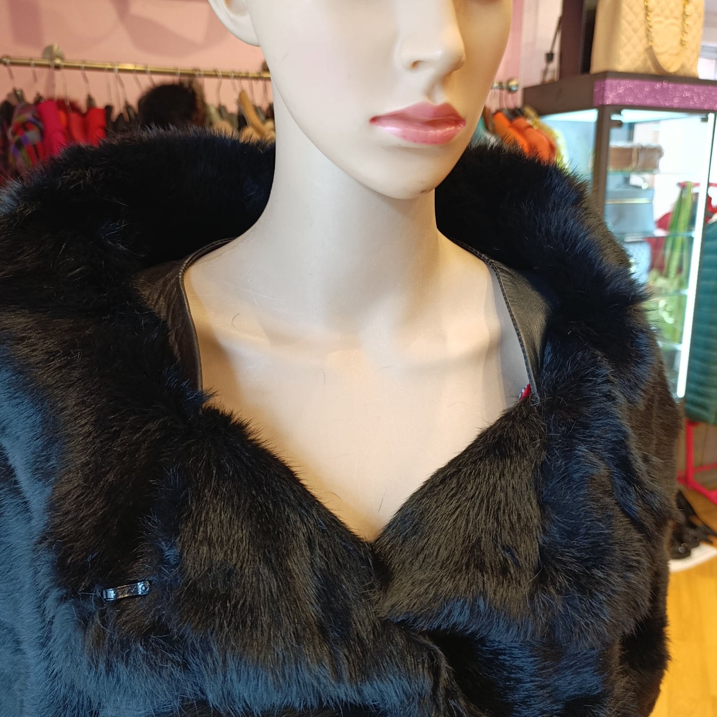 Pelliccia nera Lapin tg S/M