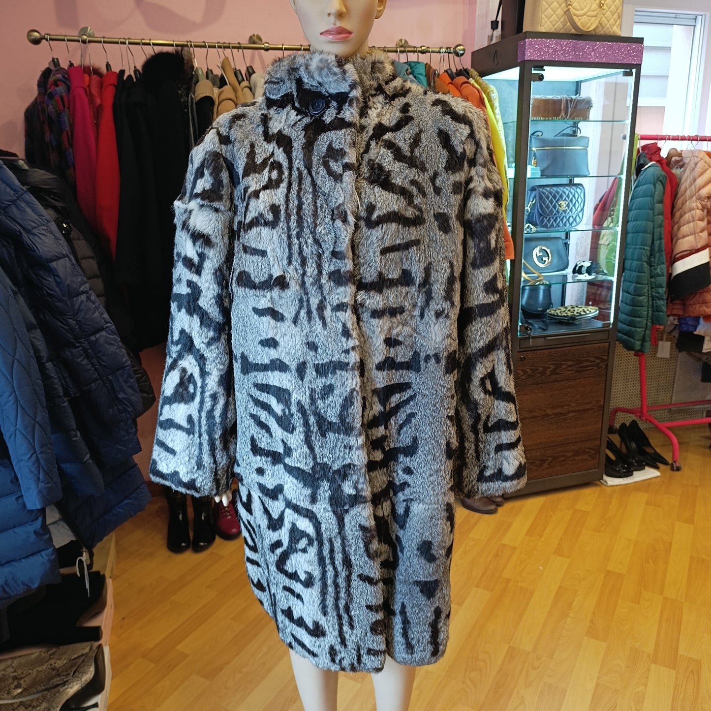 Pelliccia lunga Lapin effetto maculato tg 42