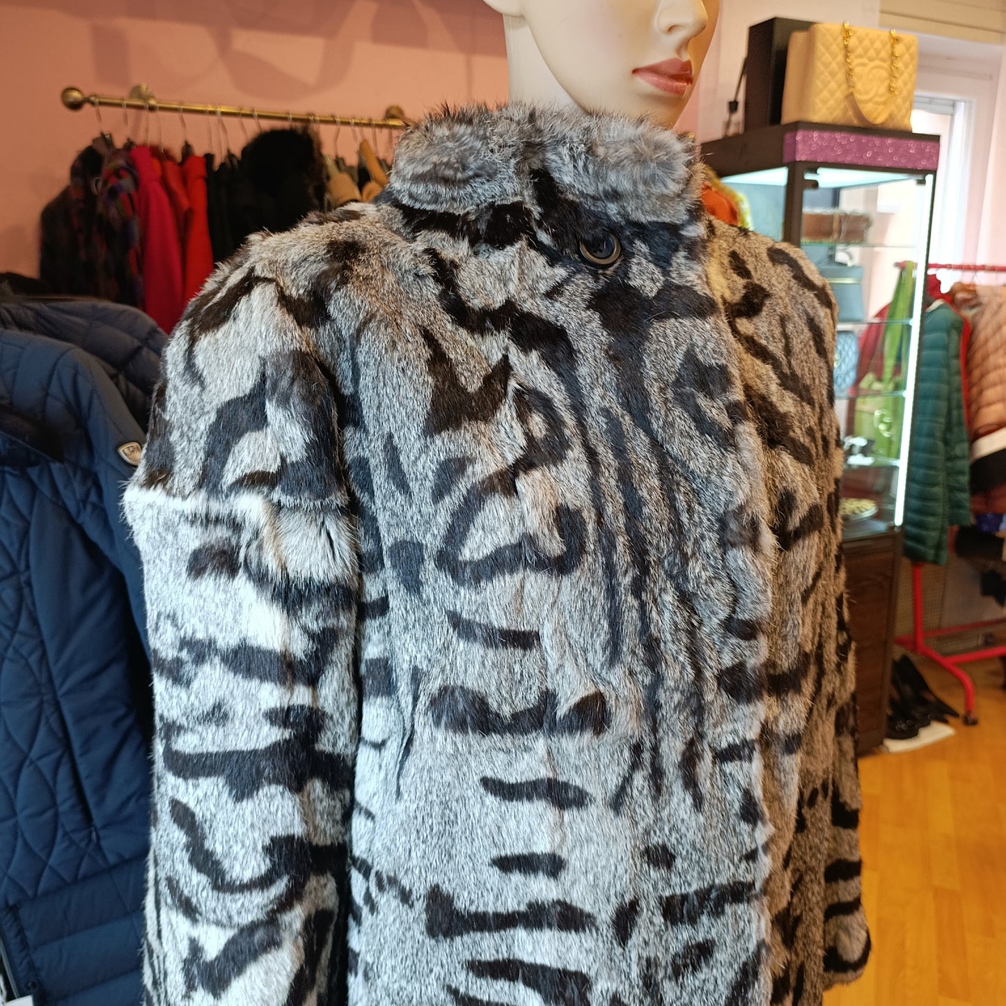 Pelliccia lunga Lapin effetto maculato tg 42