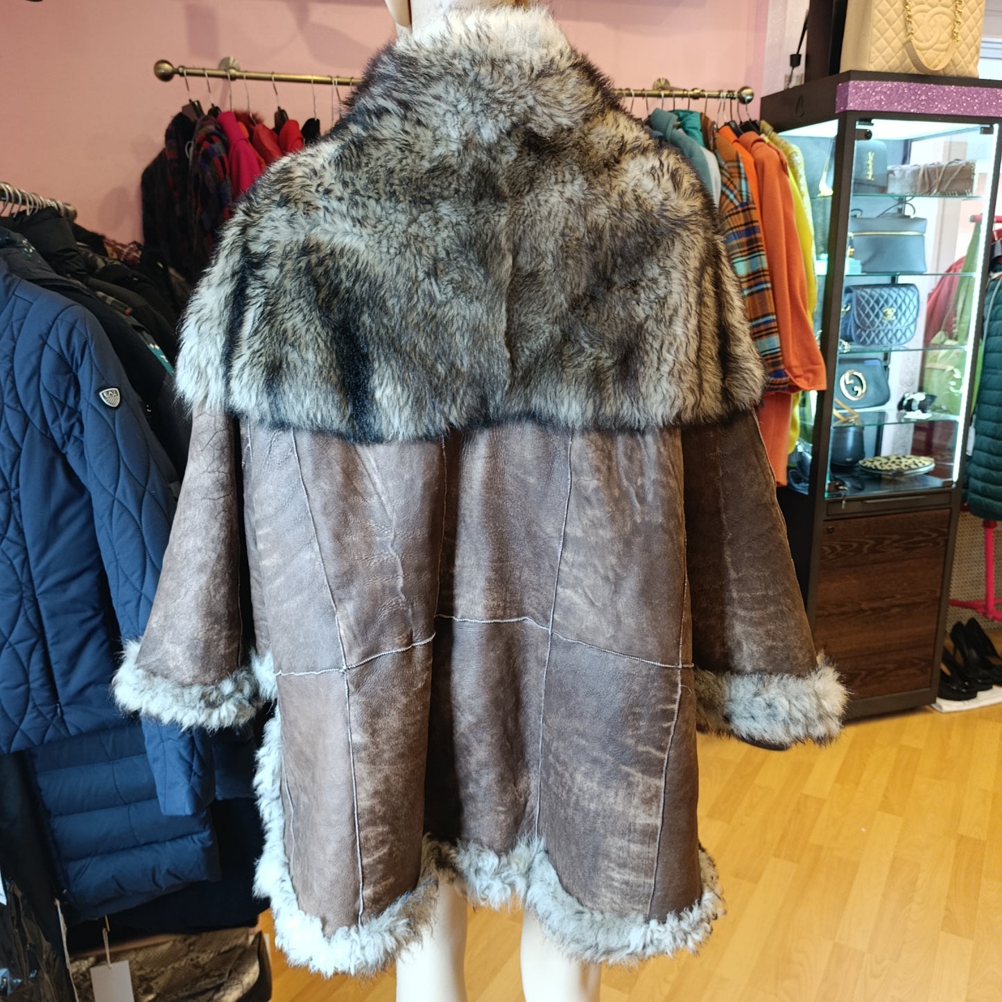 Mantella pelle marrone TU