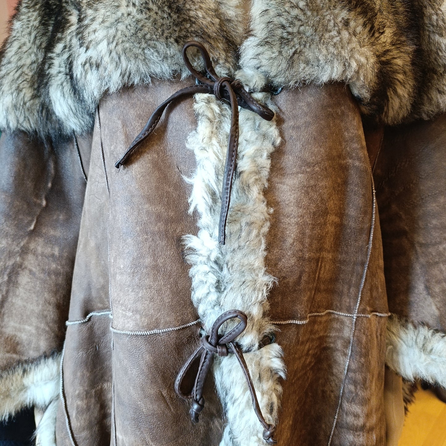 Mantella pelle marrone TU