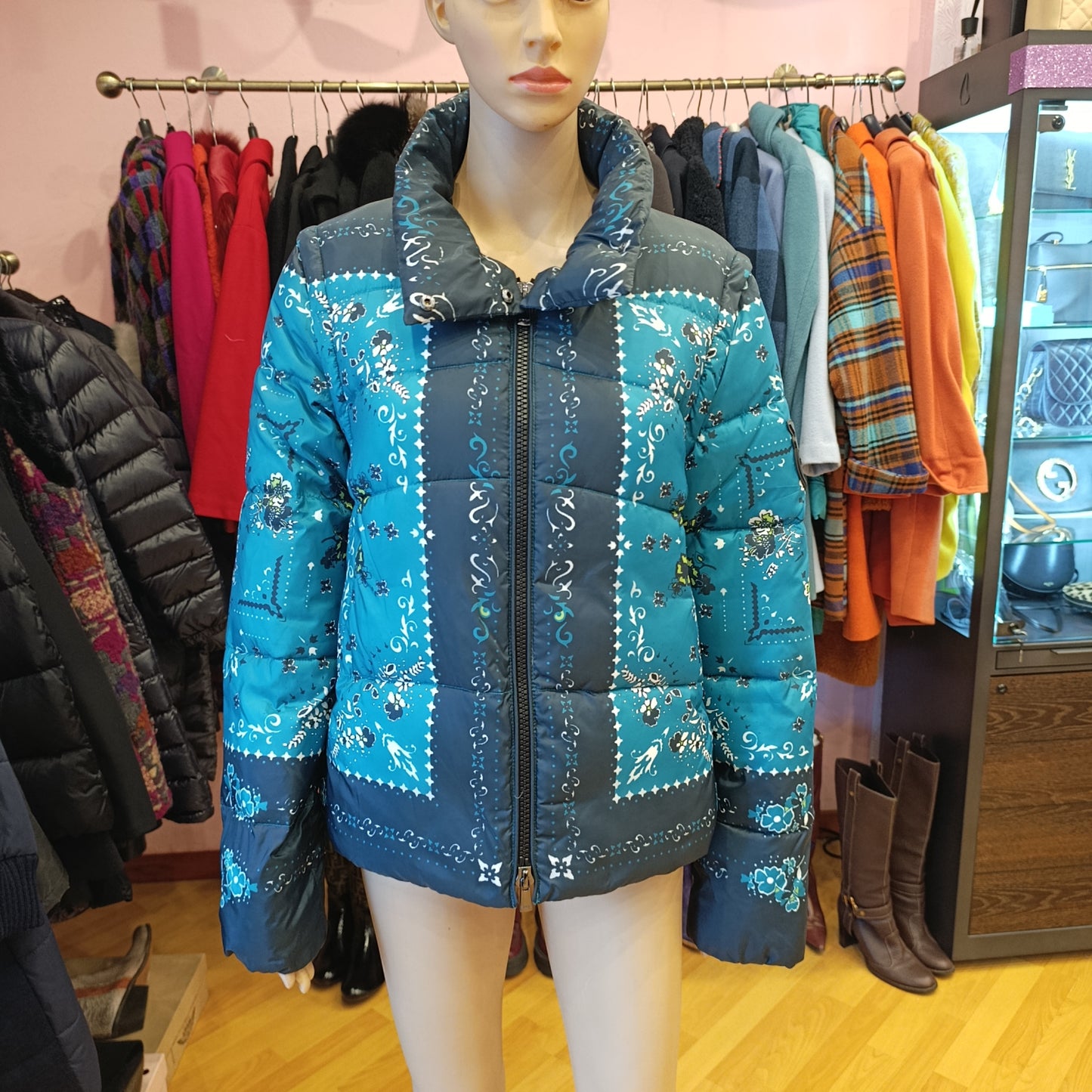 Piumino Pinko fantasia bandana verde tg 40