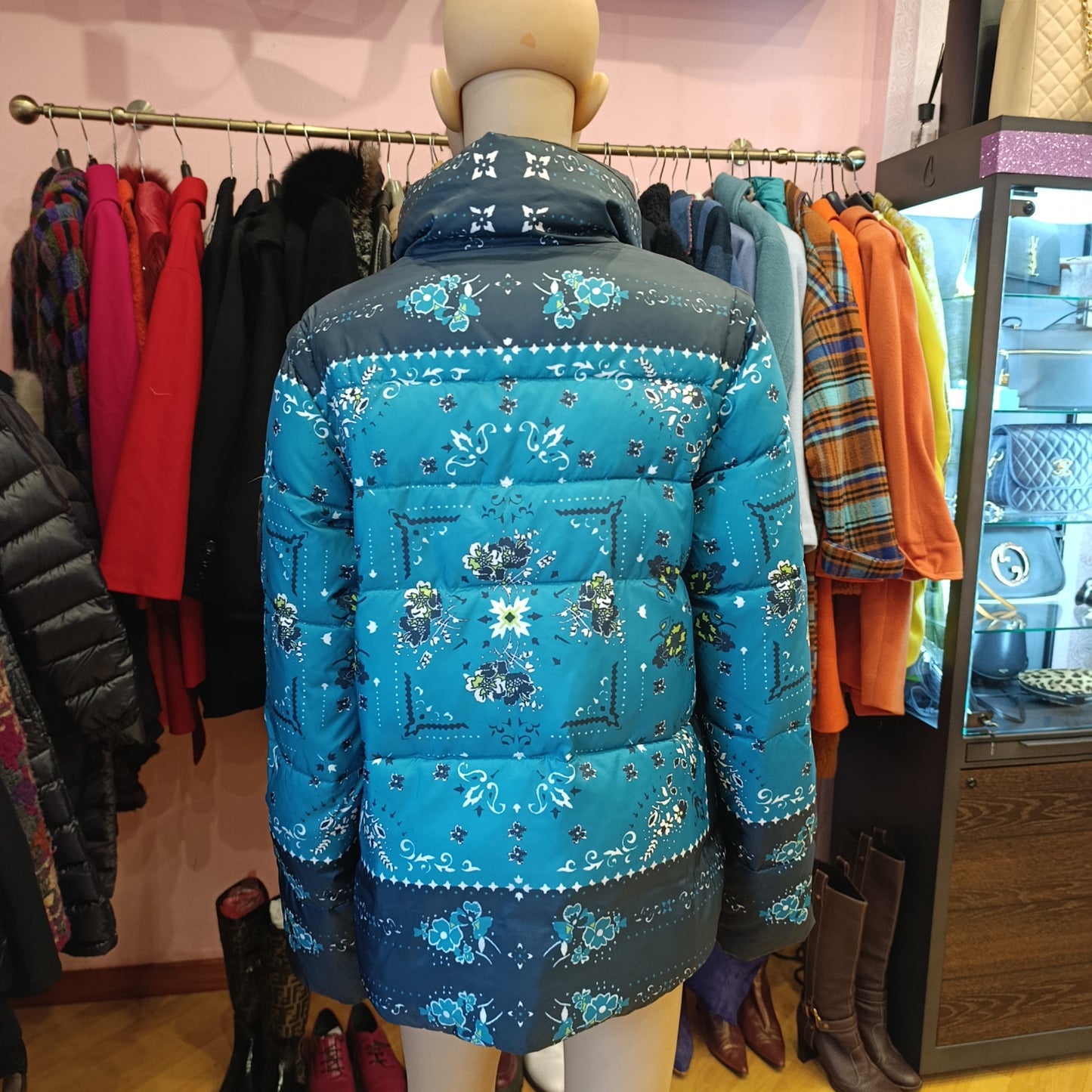 Piumino Pinko fantasia bandana verde tg 40