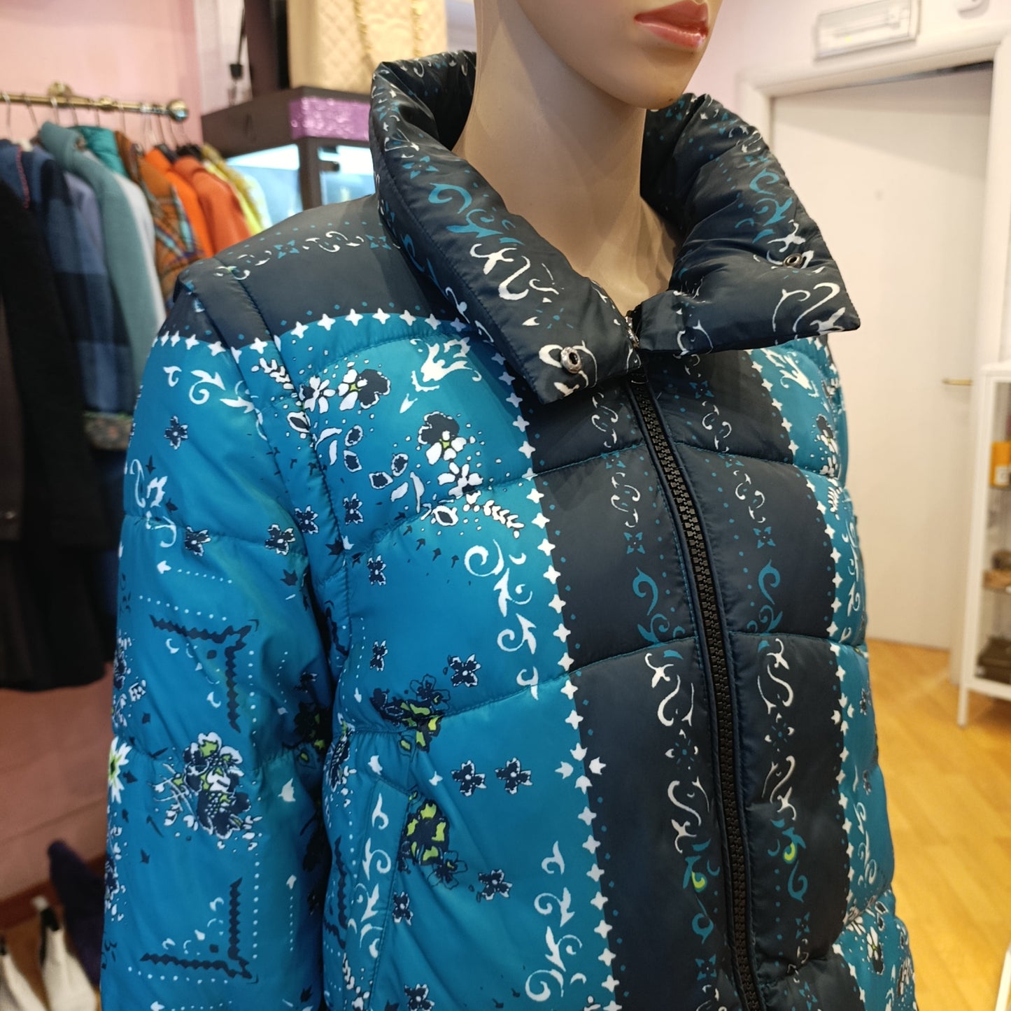 Piumino Pinko fantasia bandana verde tg 40