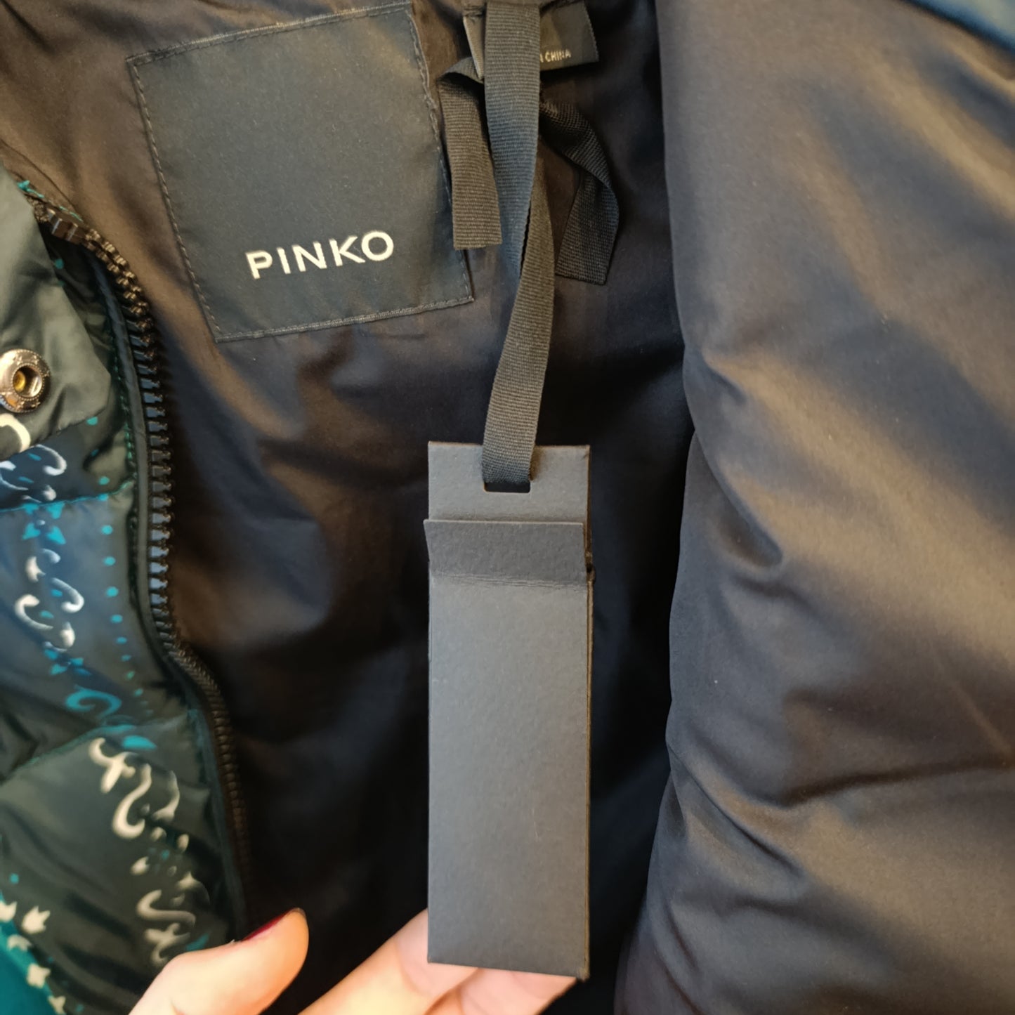 Piumino Pinko fantasia bandana verde tg 40