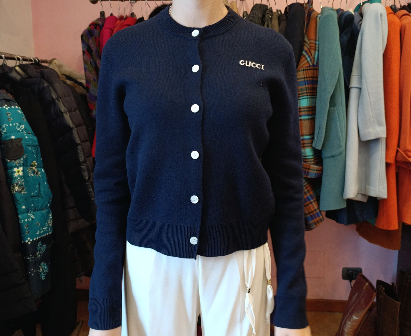 Cardigan blu Gucci tg L ridotta