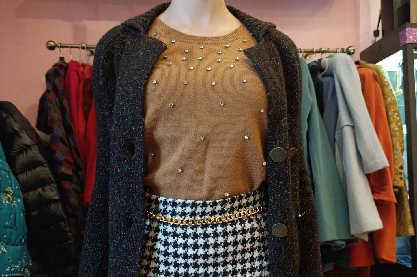 Sottogiacca cammello con strass Cristina Effe tg M