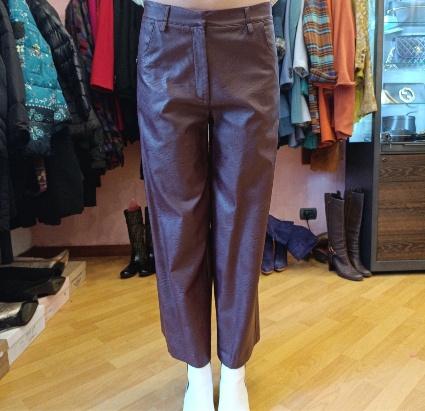 Pantalone ecopelle burgundy Manila Grace tg 40