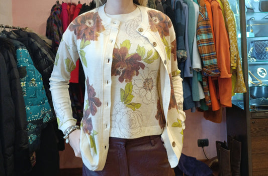 Sottogiacca e cardigan panna floreale Gabriele Botto tg 44