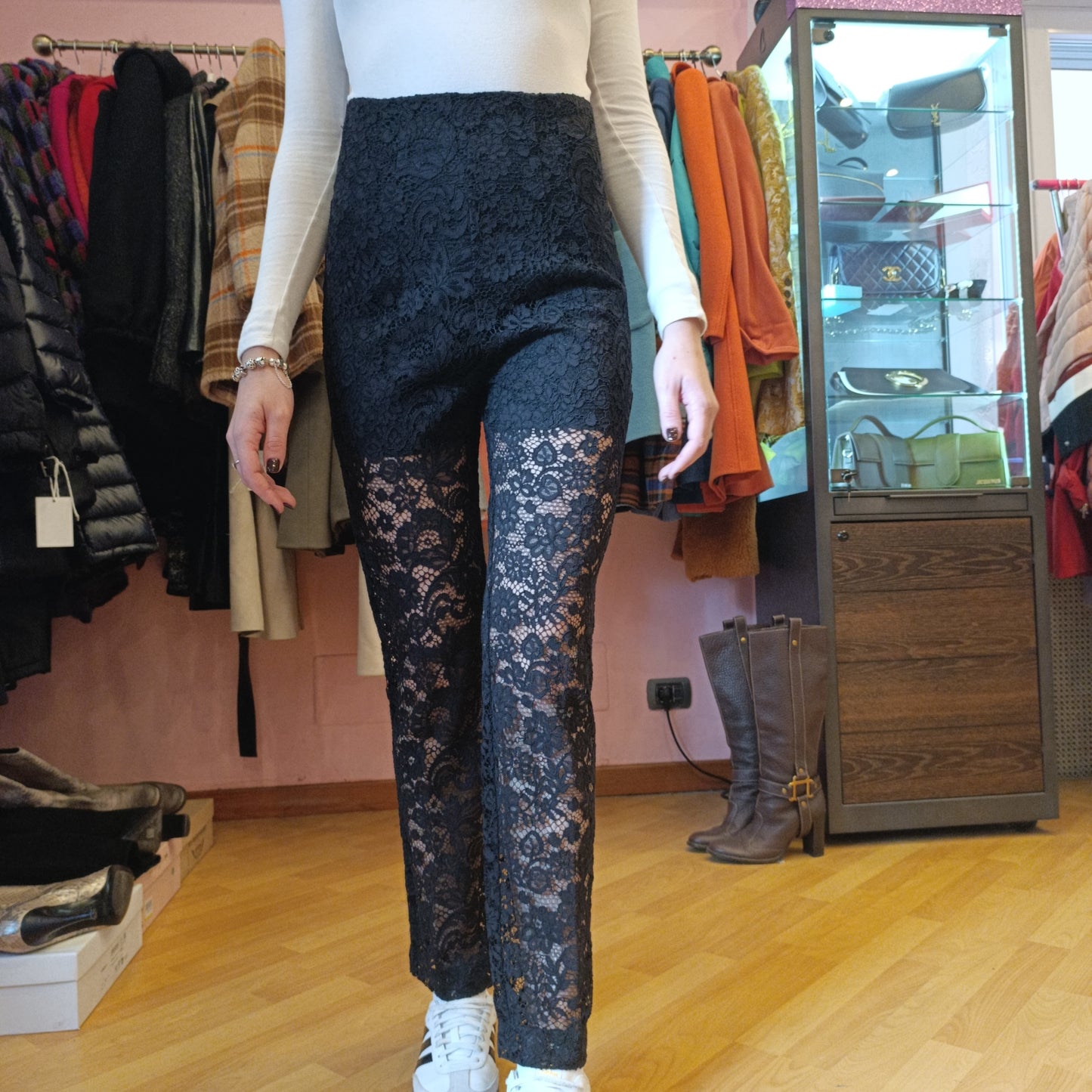 Pantalone nero pizzo Pinko tg 38