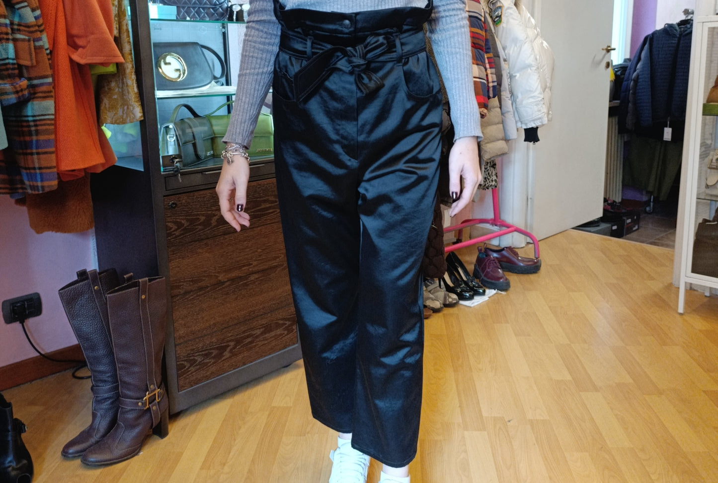 Pantalone nero lucido MaxMara tg 38