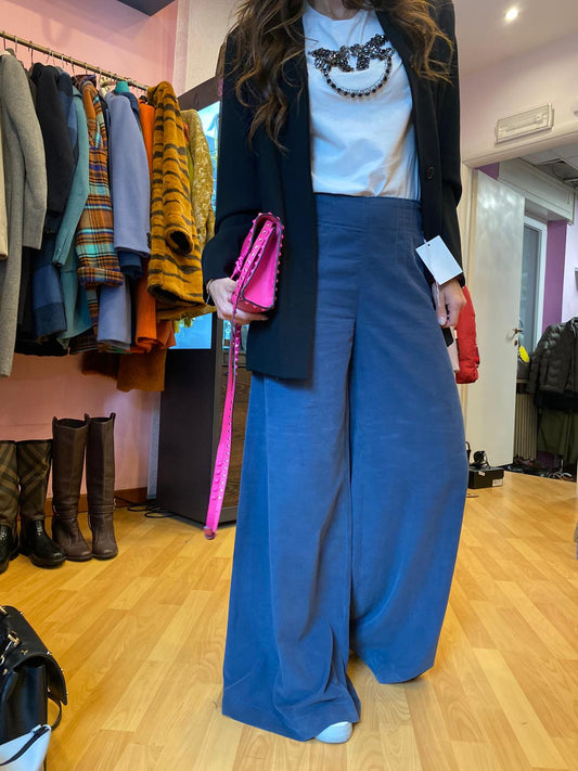 Pantalone palazzo grigio/blu Maliparmi tg 40