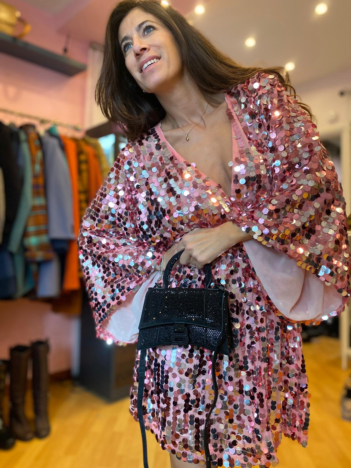 Abito Aniye By paillettes rosa tg S