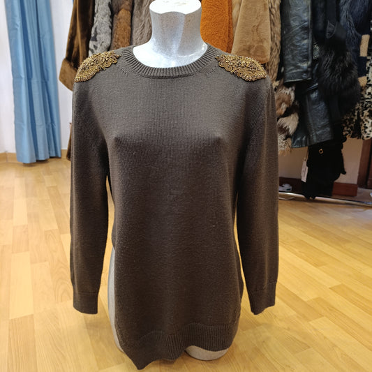 Maglione Dundup verde con applicazioni tg 40 abbondante