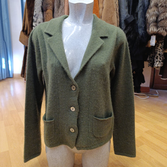 Maglione cardigan Cashemere verde tg 46