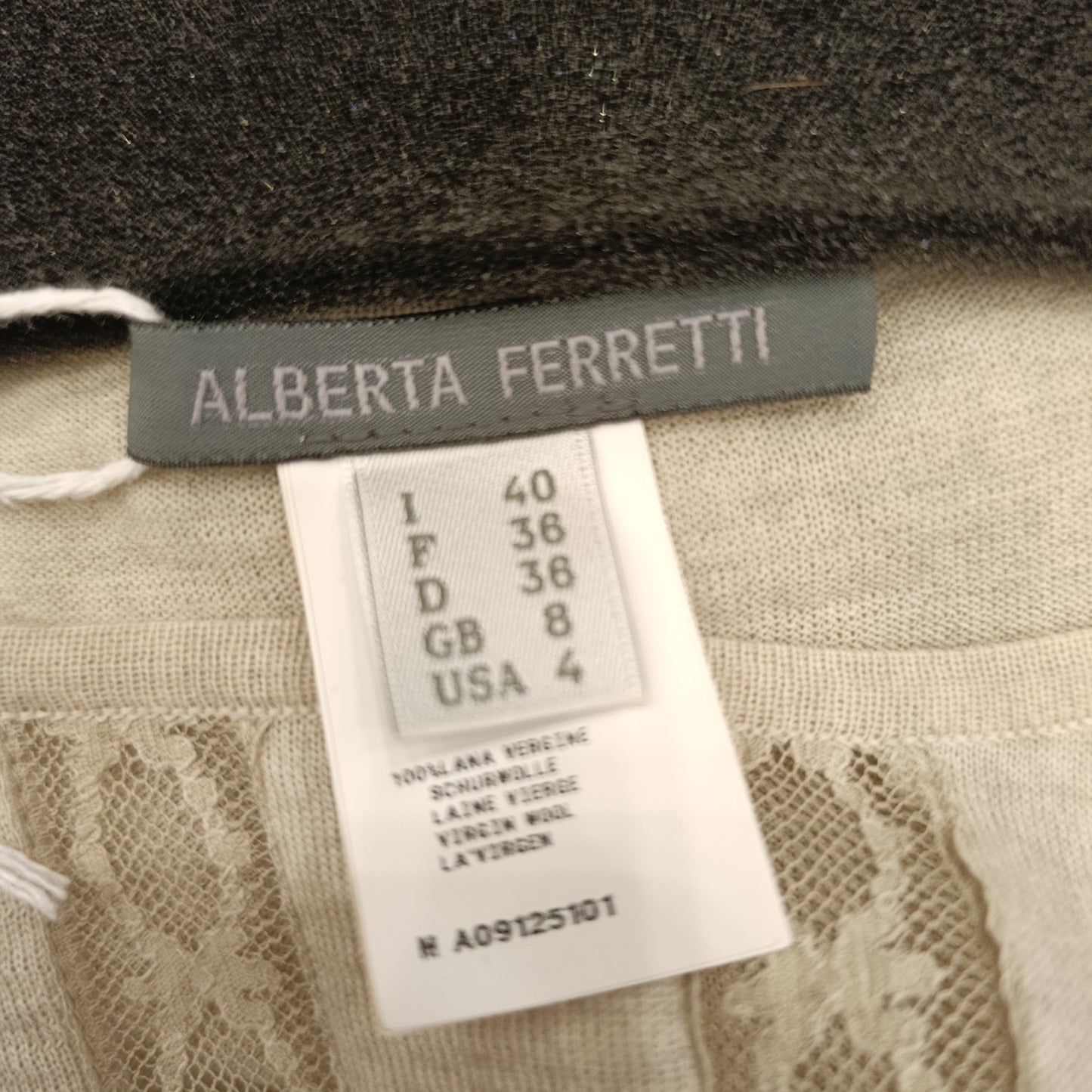 Maglione Alberta Ferretti inserto pizzo pura lana tg 40