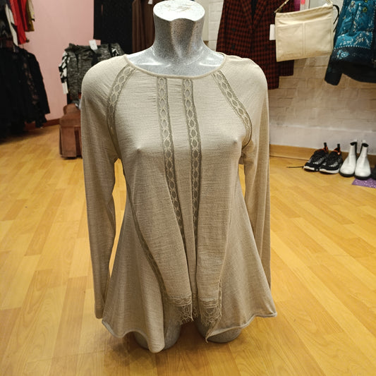 Maglione Alberta Ferretti inserto pizzo pura lana tg 40