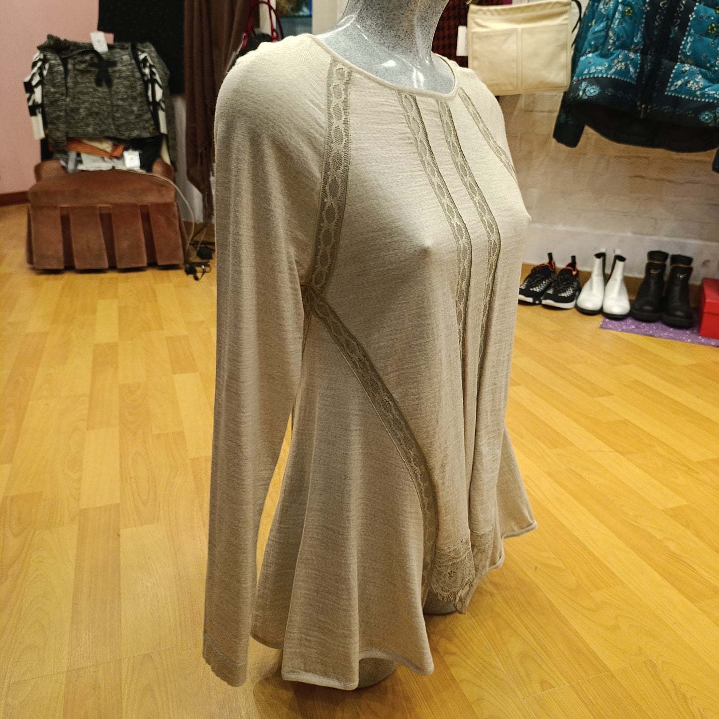 Maglione Alberta Ferretti inserto pizzo pura lana tg 40