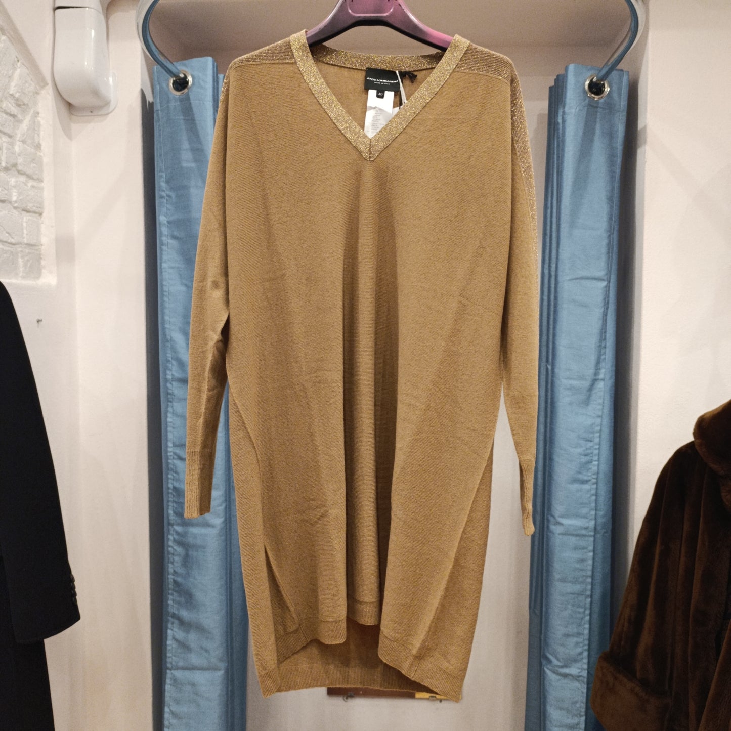 Maxi maglione Atos Lombardini inserto dorato tg 40 over