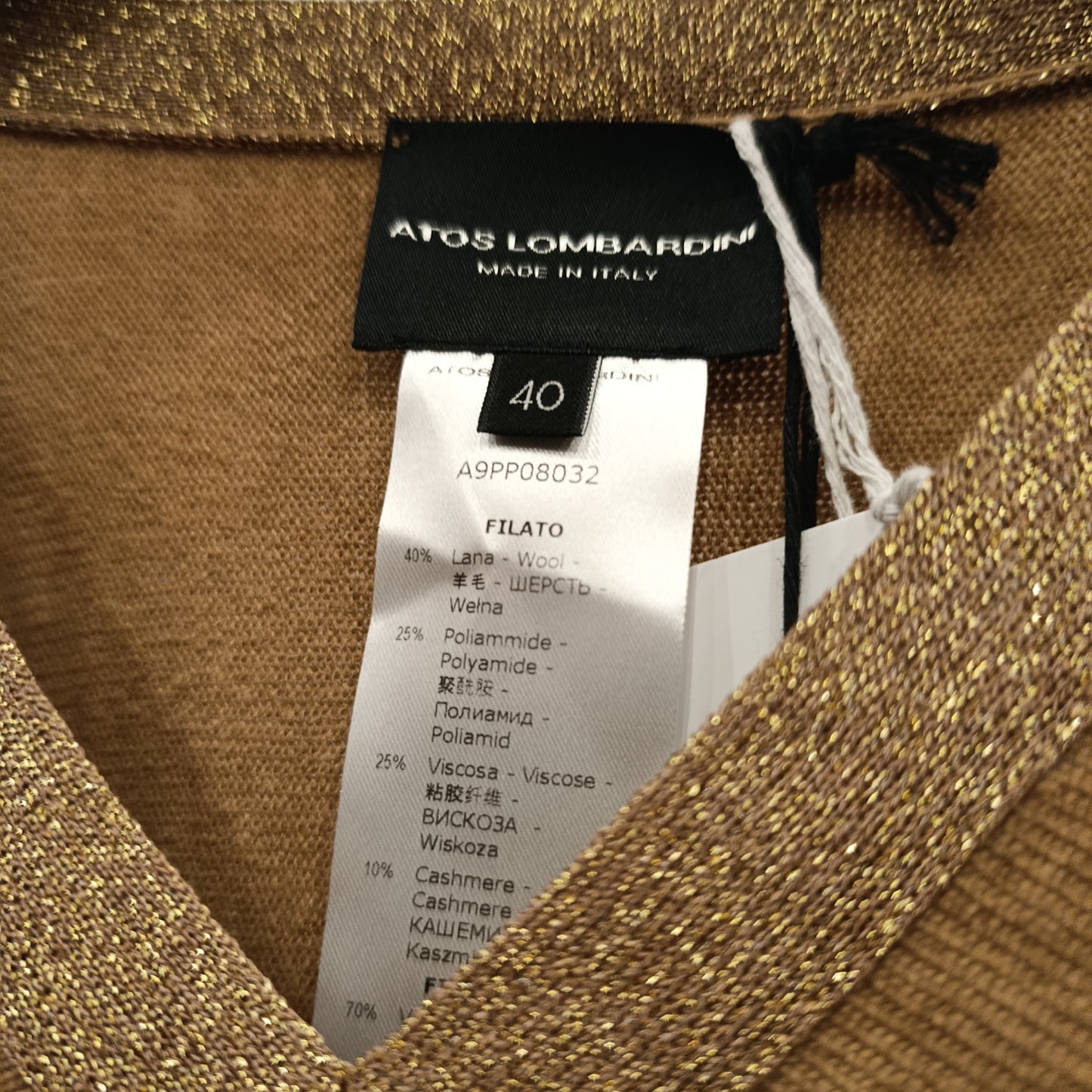 Maxi maglione Atos Lombardini inserto dorato tg 40 over