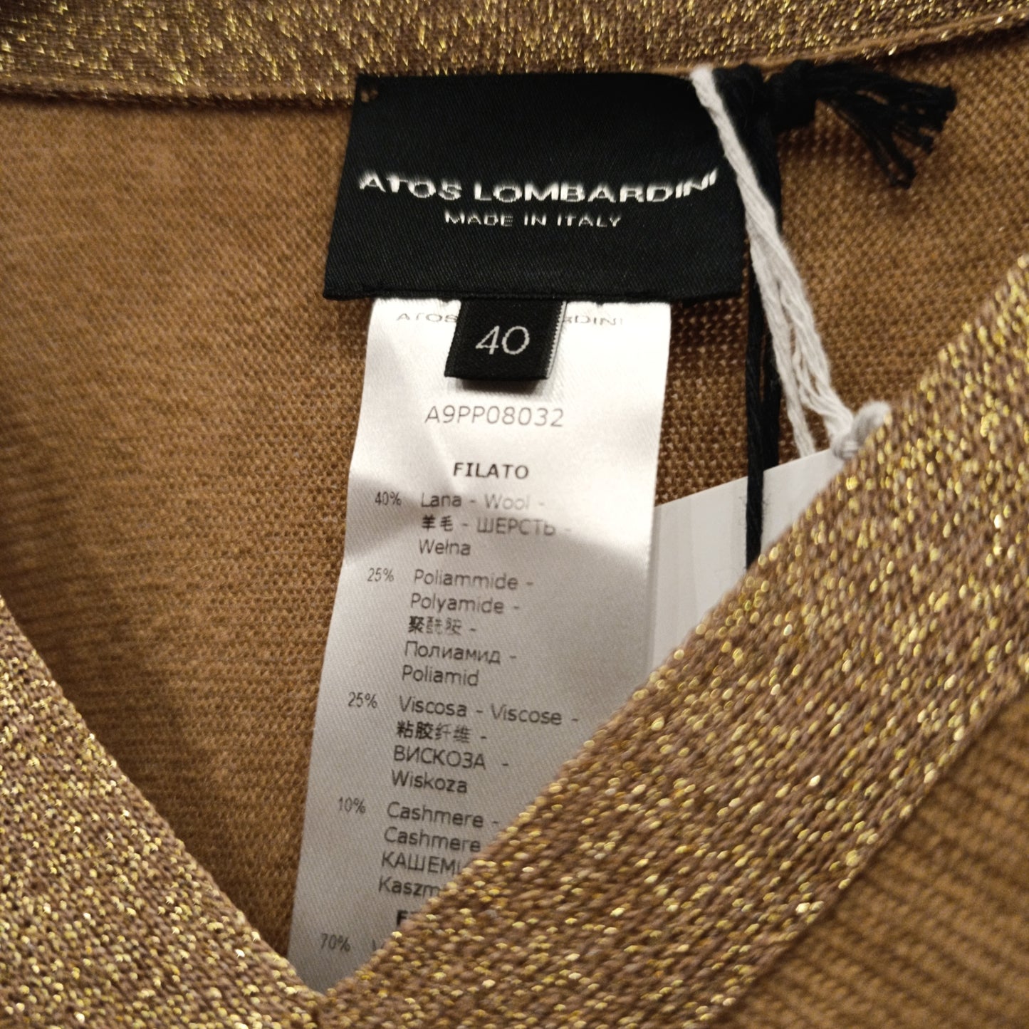 Maxi maglione Atos Lombardini inserto dorato tg 40 over