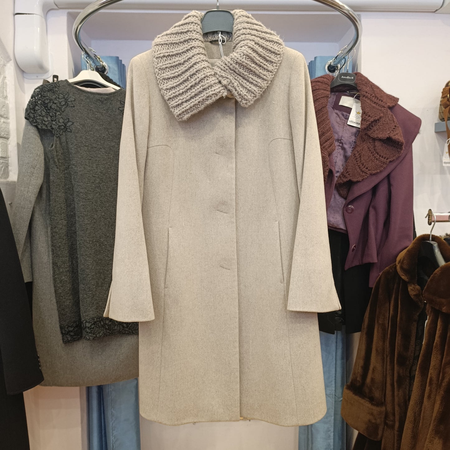 Cappotto beige Cinzia Rocca tg 42/44 tessuto Loro Piana