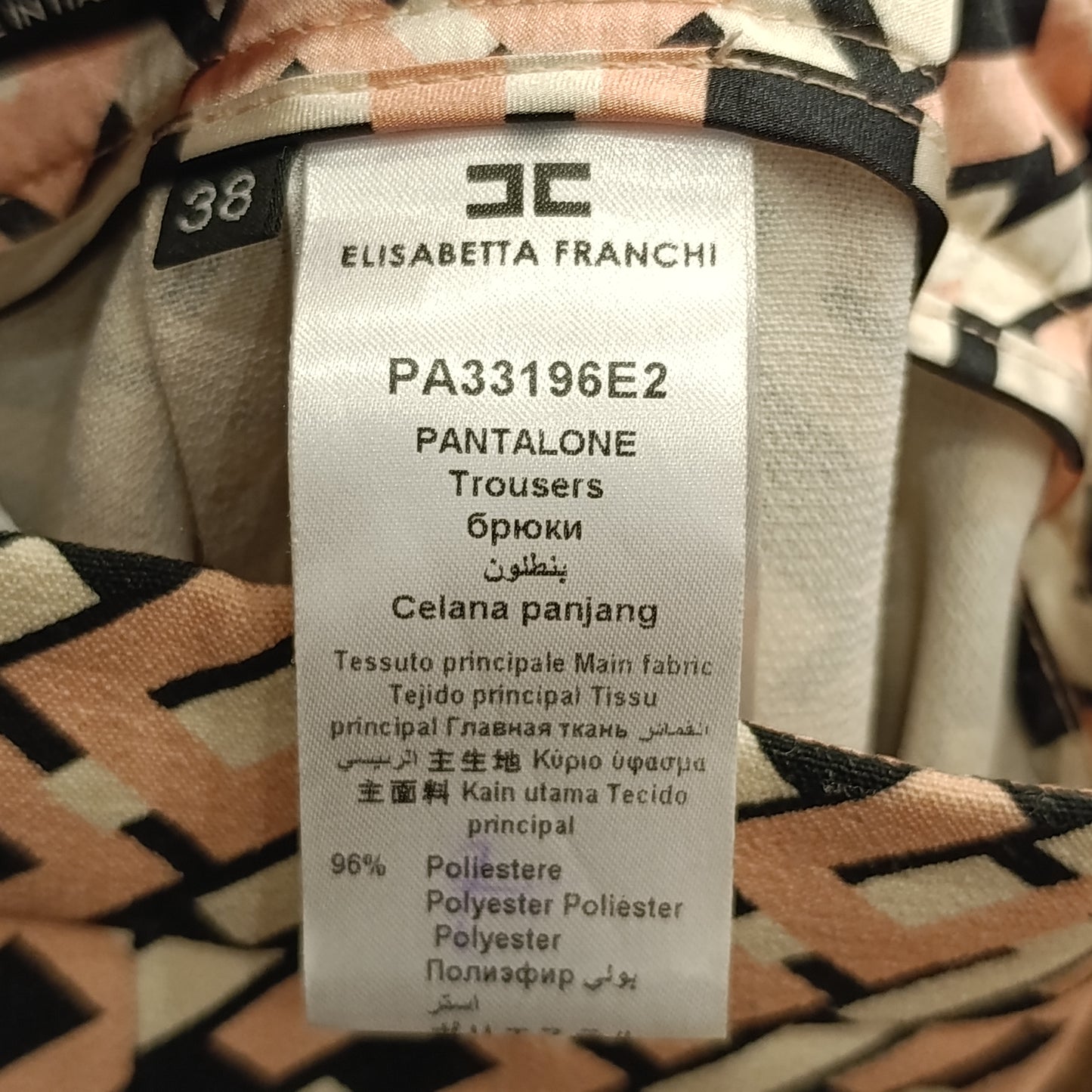 Pantalone pesca/nero Elisabetta Franchi tg 38