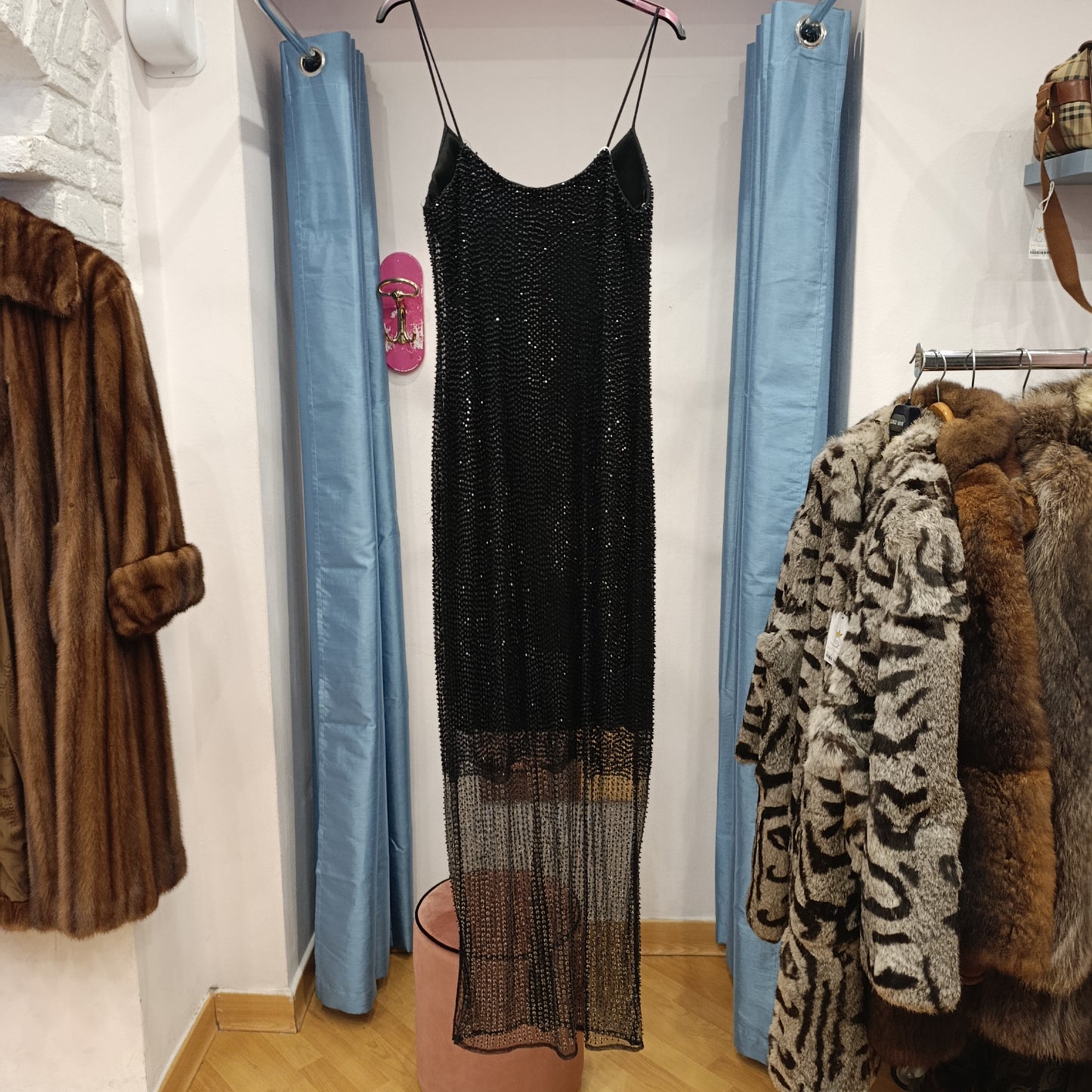 Abito lungo paillettes nero La Perla tg 42