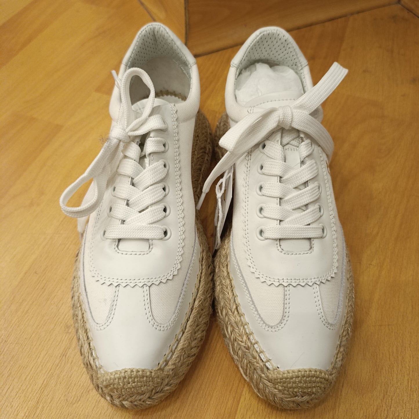 Sneakers bianca pelle e rafia Louboutin nr 38