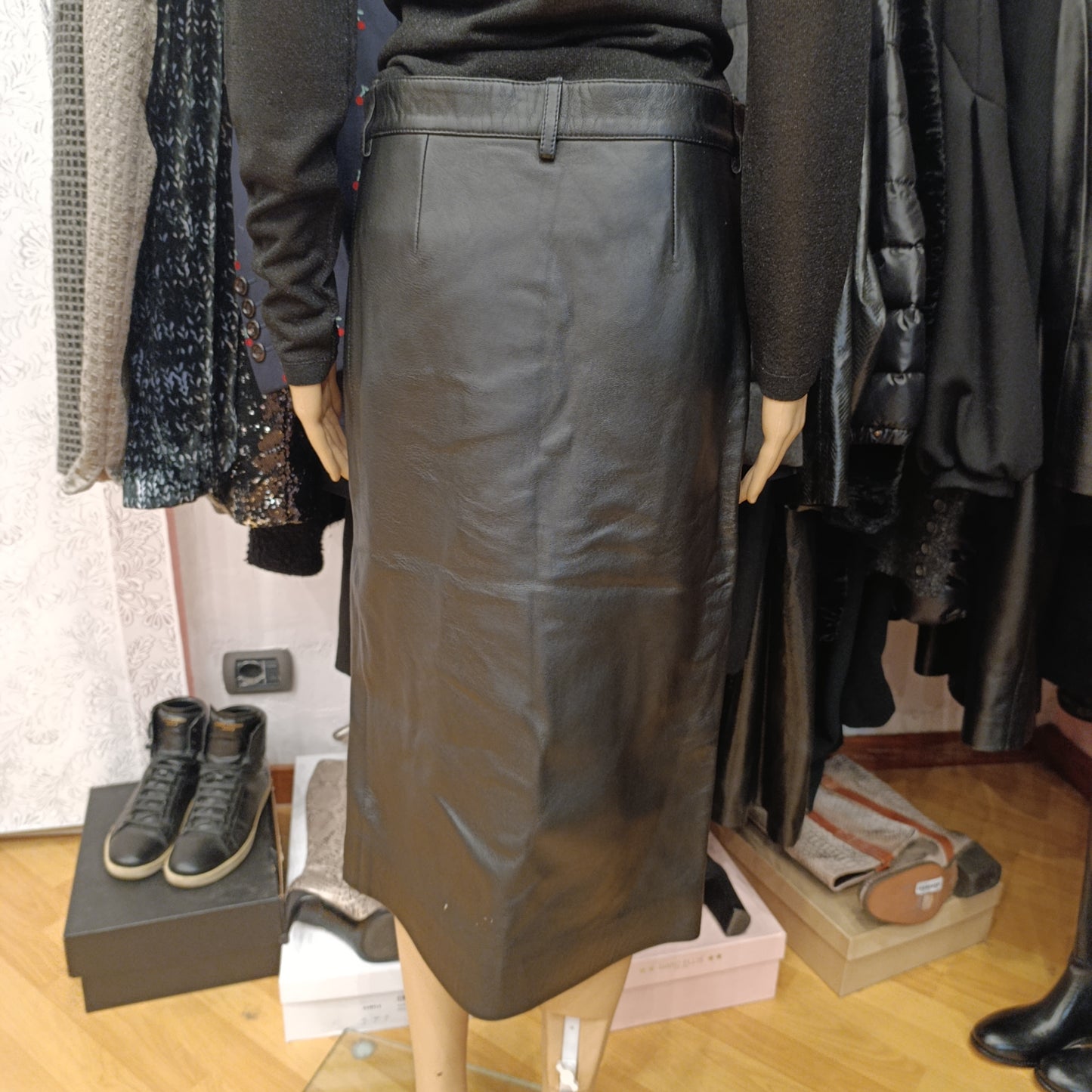 Gonna pelle nera Balenciaga tg fr36/it40