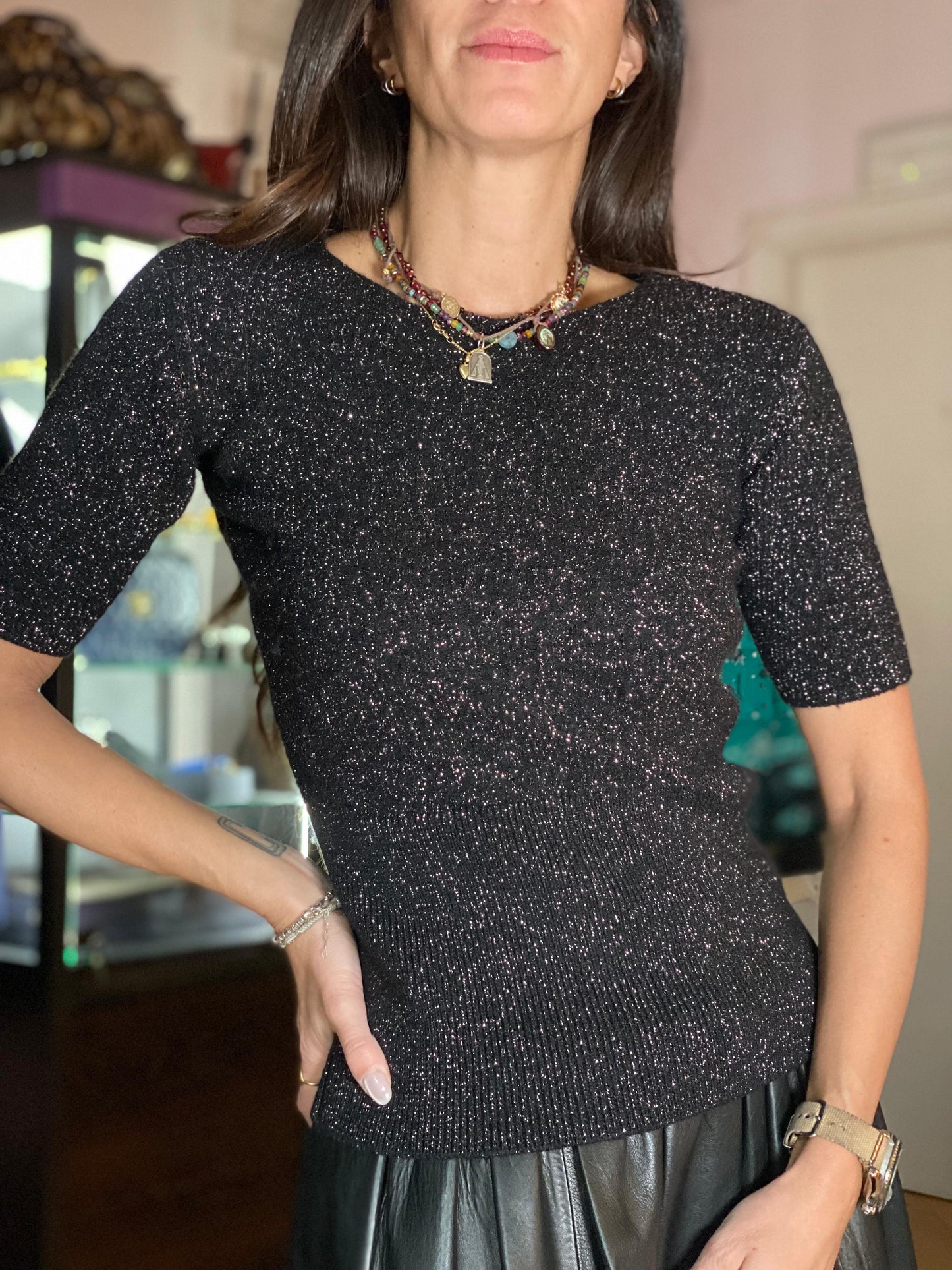 Maglia nera lurex Miu Miu tg S