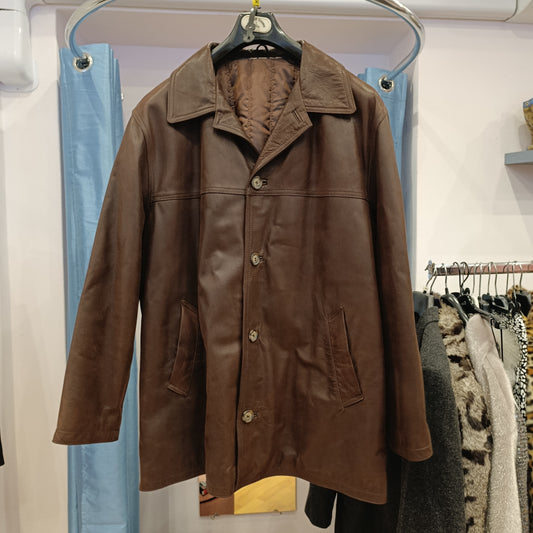 Giacca pelle marrone uomo Carlo Masi tg 54