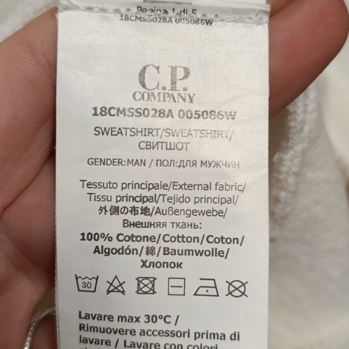 Felpa bianca C.P. Company tg XL