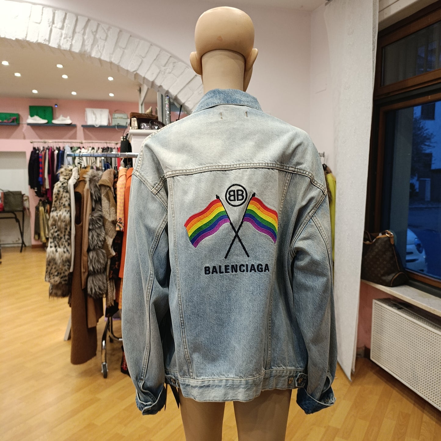 Bomber in denim Balenciaga tg 36 over nuovo