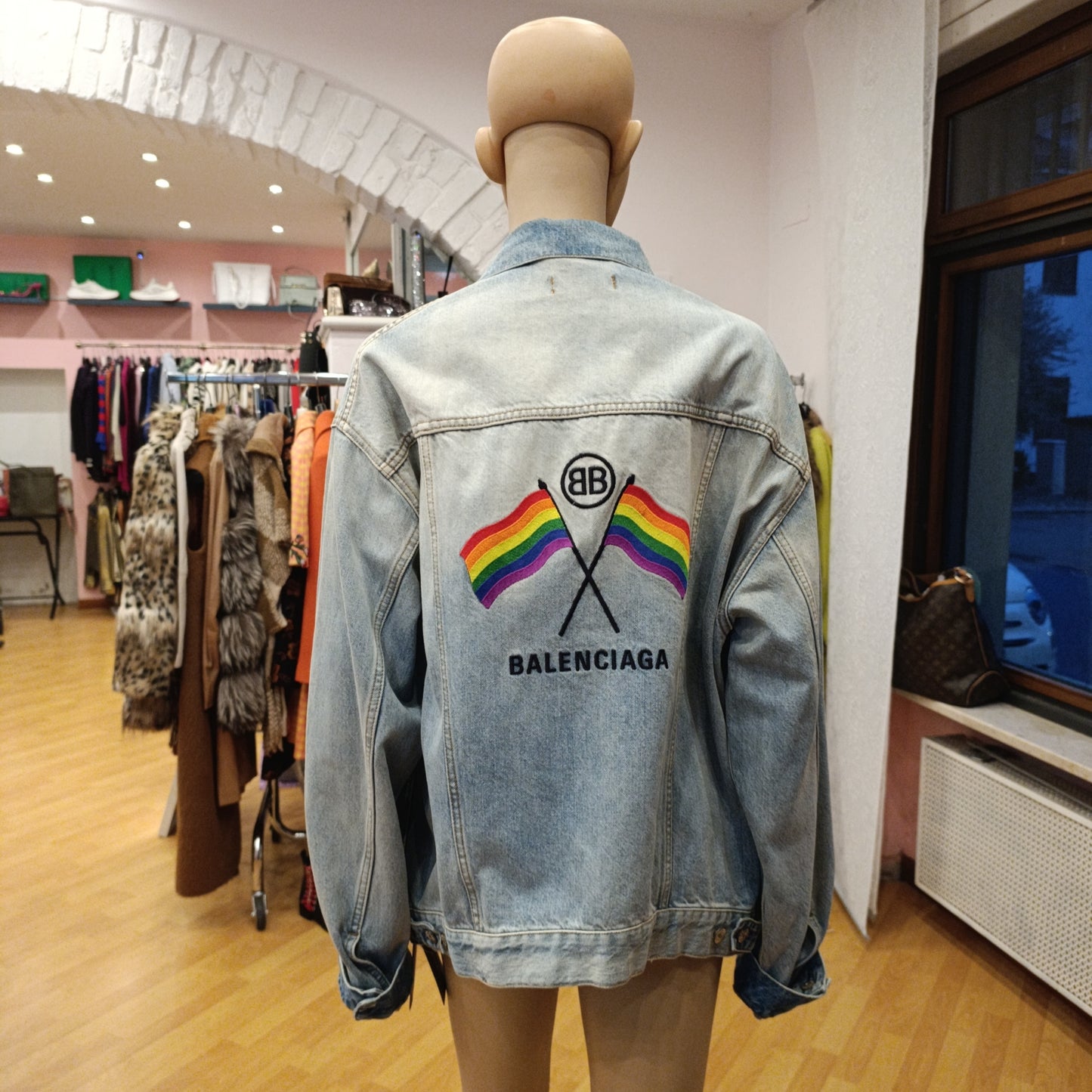 Bomber in denim Balenciaga tg 36 over nuovo