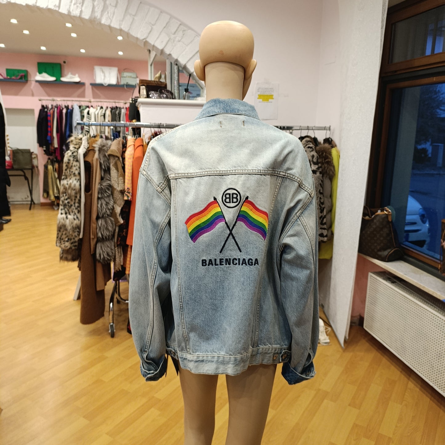 Bomber in denim Balenciaga tg 36 over nuovo