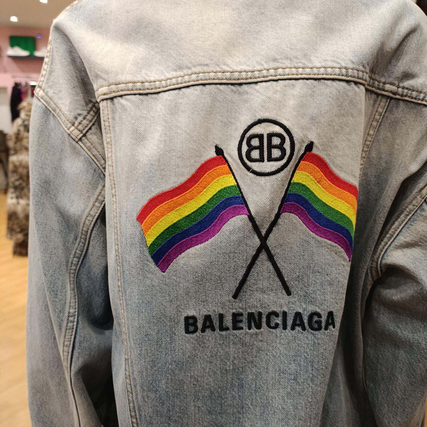 Bomber in denim Balenciaga tg 36 over nuovo