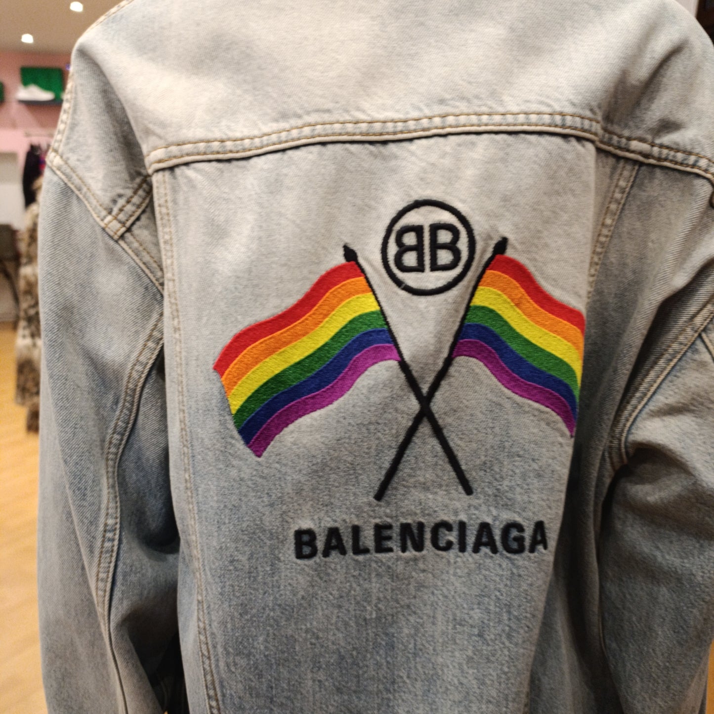 Bomber in denim Balenciaga tg 36 over nuovo