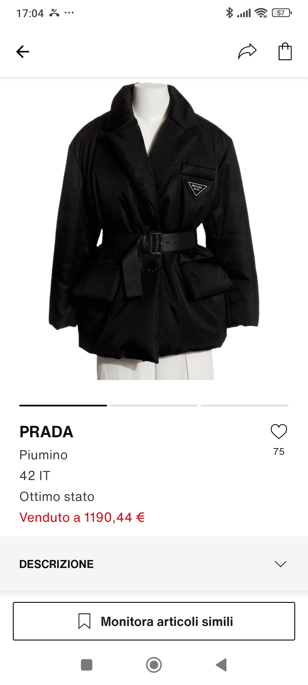Giaccone Prada pari al nuovo tg 36