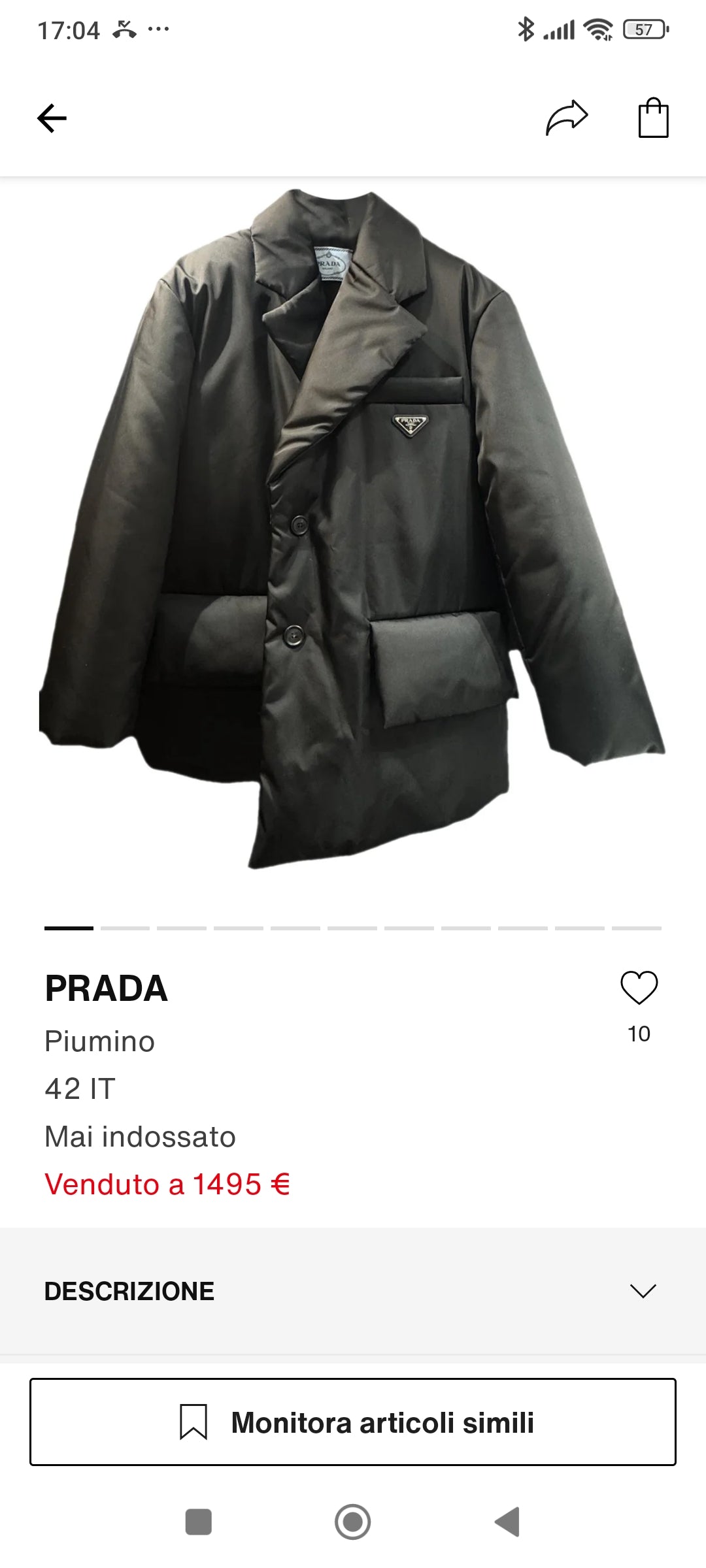 Giaccone Prada pari al nuovo tg 36