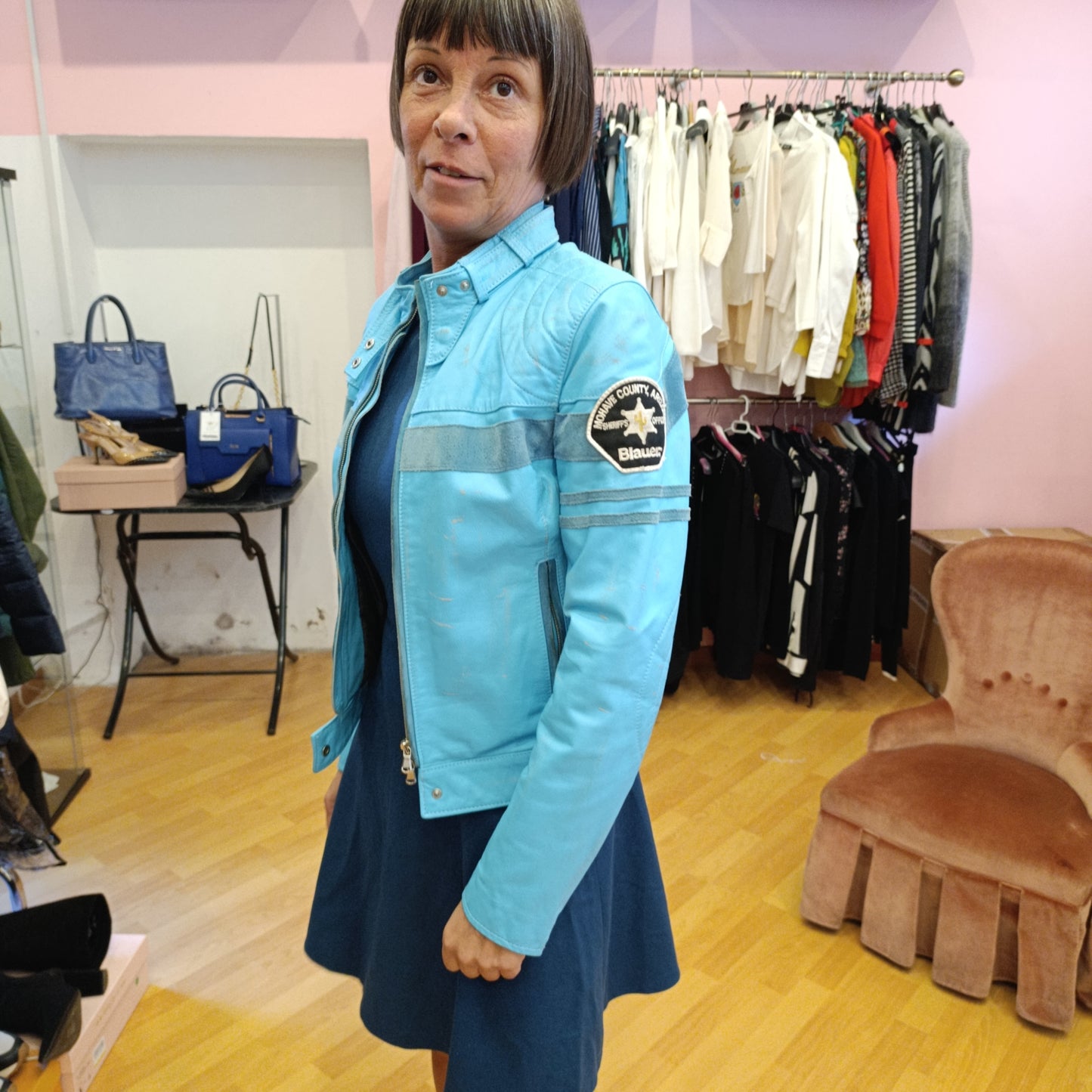 Giubbotto in pelle Blauer stile biker tg s