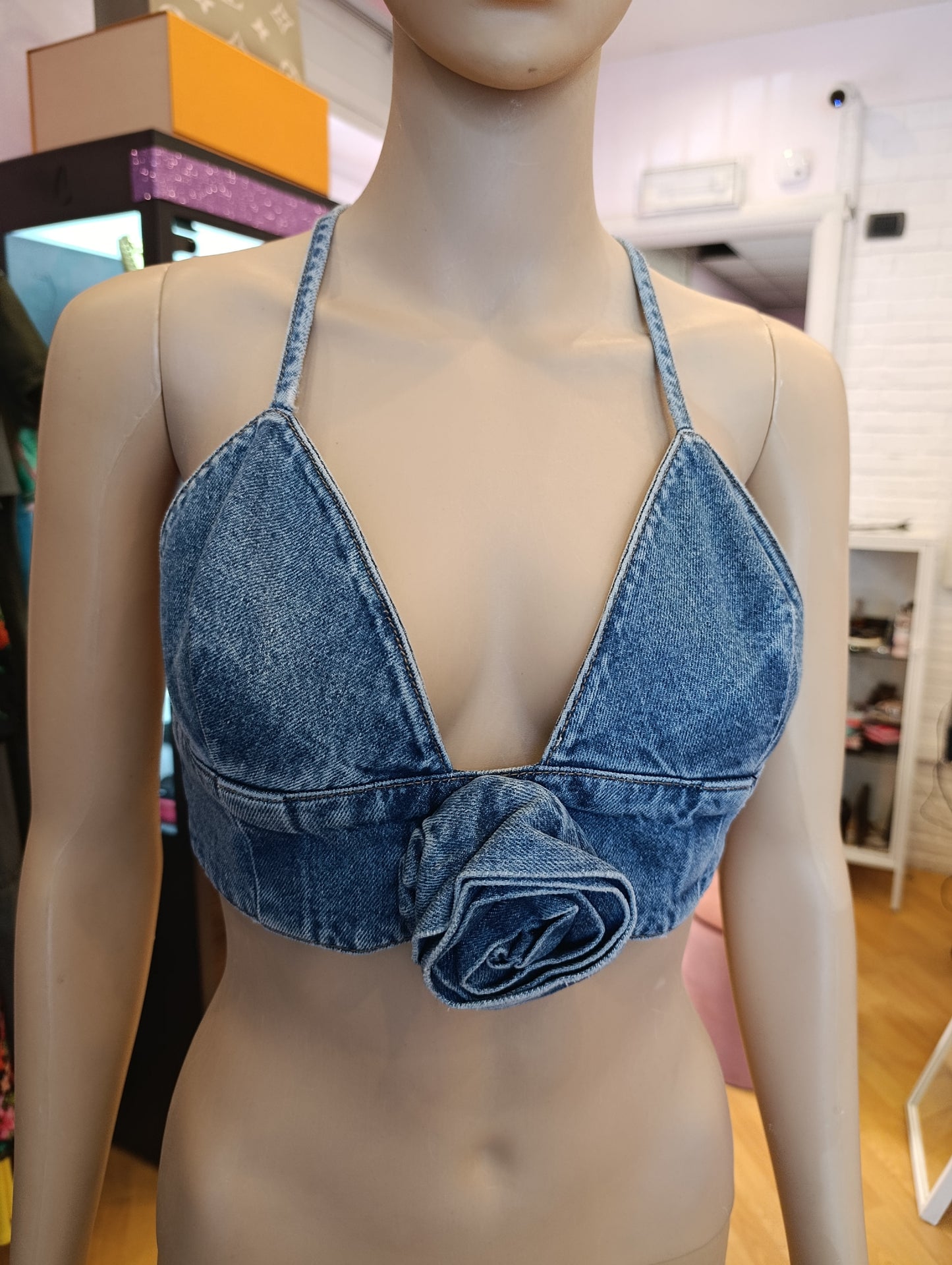Top Liu Jo in denim nuovo con cartellino tg42