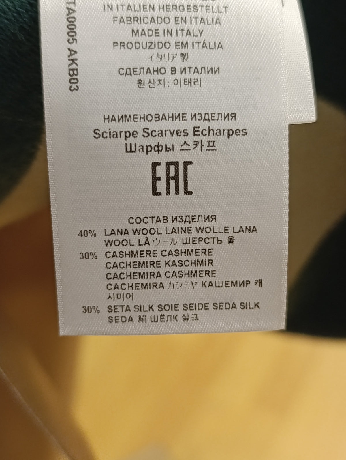 Cappa Etro colorazione verde nuova con cartellino