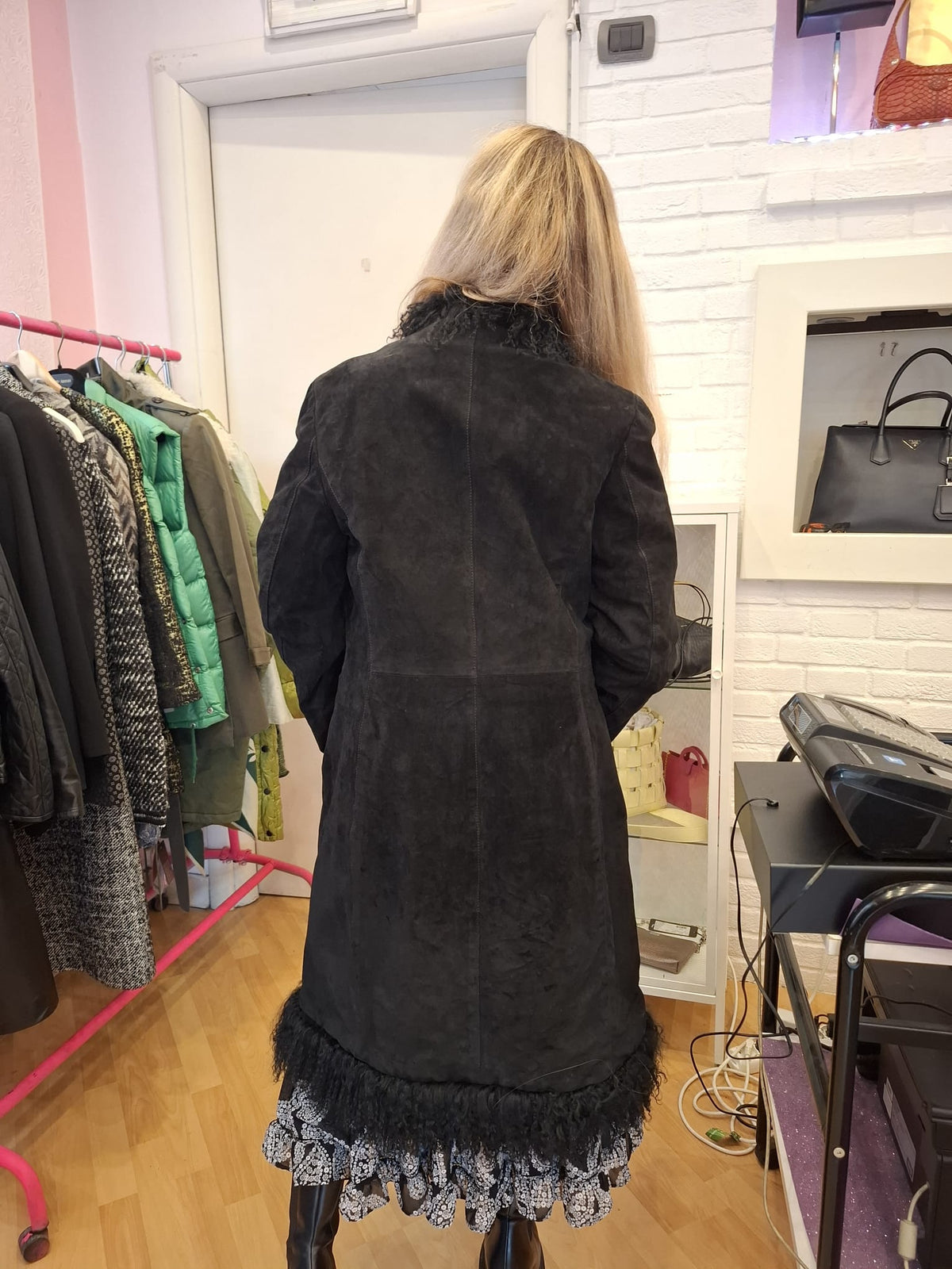 Cappotto Pollini tg 42 pelle e pelo
